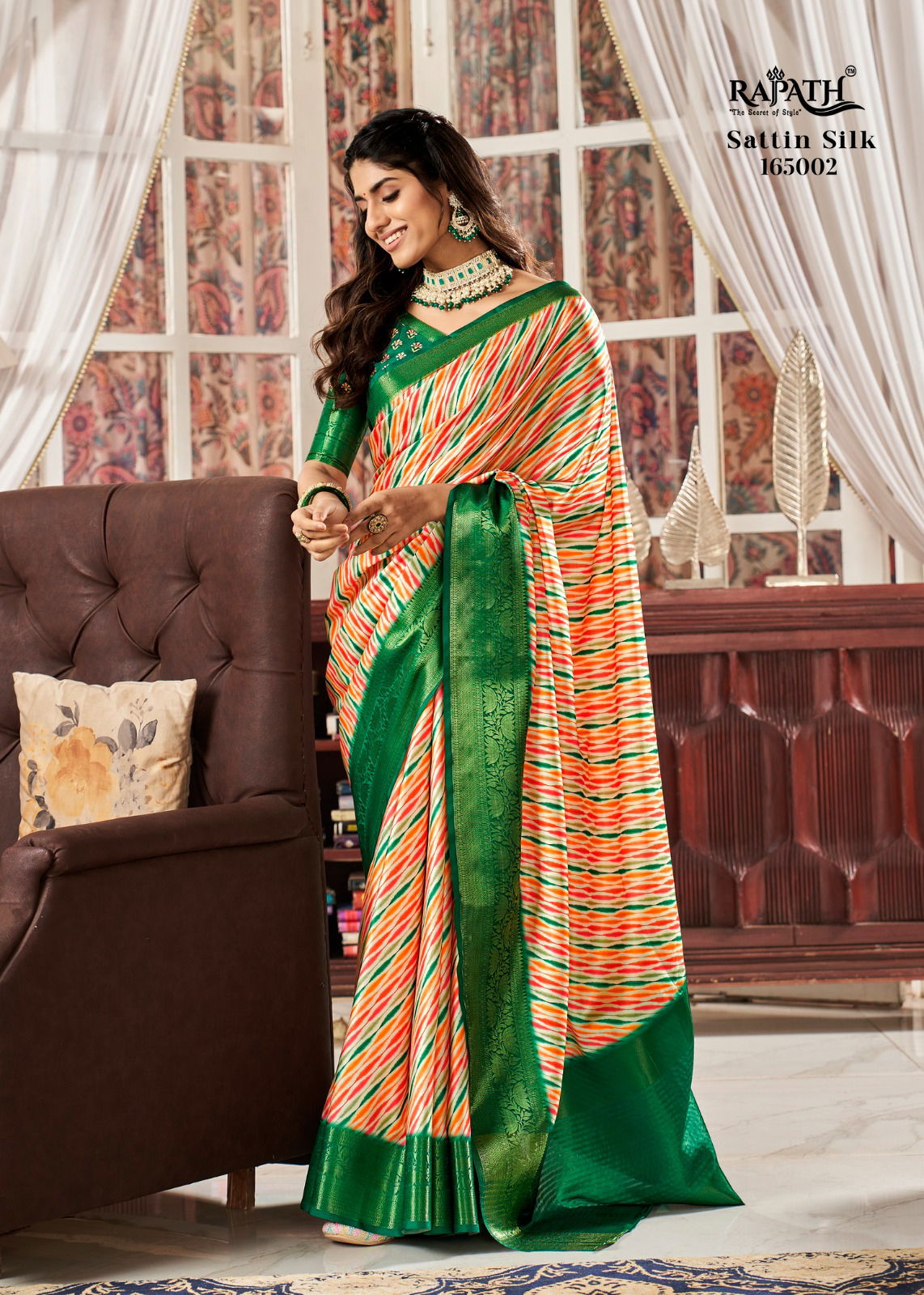 Sunheri Rajpath Designer Satin Printed Sarees Catalog